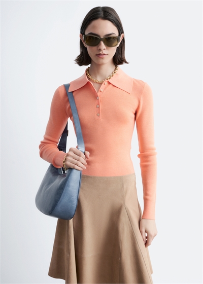 Топ-поло из мериносовой шерсти с ребристой вязкой артикул 1316400002