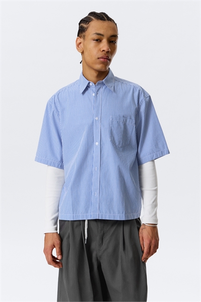 Хлопковая широкая рубашка с короткими рукавами Relaxed fit артикул 1276518009