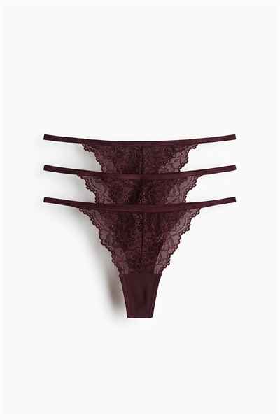 Кружевные трусы-стринги, 3 штуки в наборе артикул 1232495029