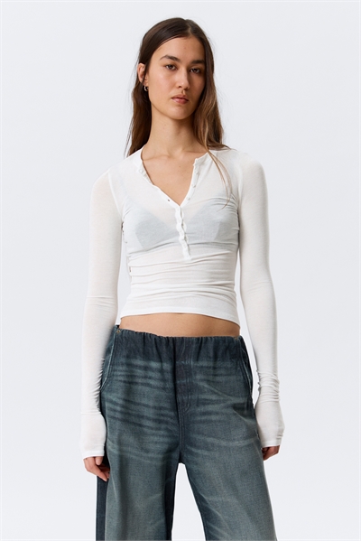 Облегающий топ с длинными рукавами Henley артикул 1315337007