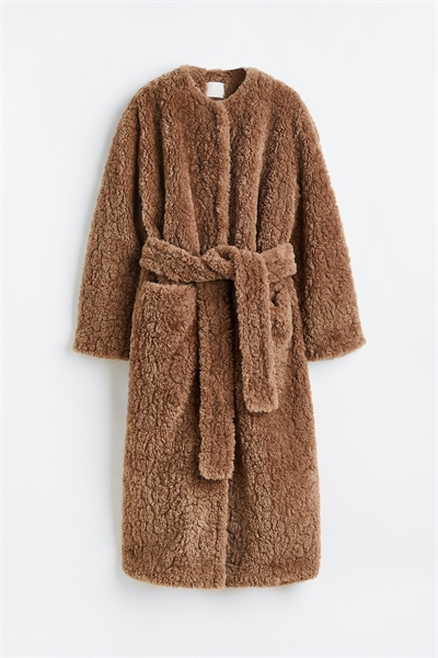 Мягкое пальто с завязывающимся поясом артикул 1128224001