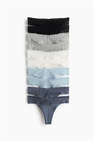 Кружевные трусы стринги в упаковке из 10 штук артикул 1129879047