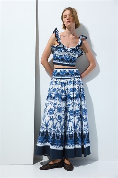 Расклешенная юбка из хлопкового поплина артикул 1326941001