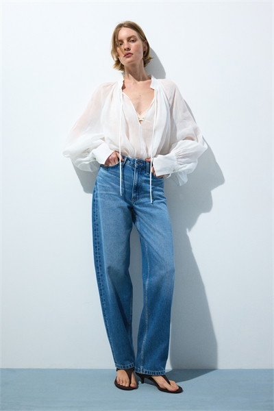 Джинсы с высокой талией и широкими брючинами артикул 1318432003