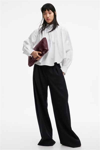 Блузка из поплина с сборками артикул 1329578001