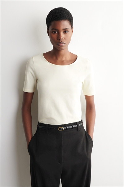 Худая хлопковая футболка с круглым вырезом артикул 1327429001