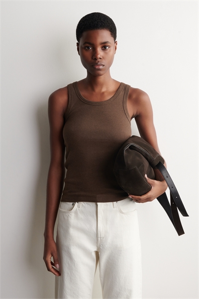 Хлопковая майка с ребристой отделкой артикул 1326259004