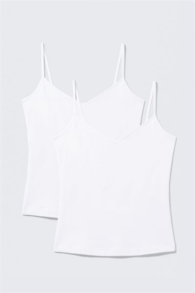 2-пакетная тонкая хлопковая майка с V-образным вырезом артикул 1336553003