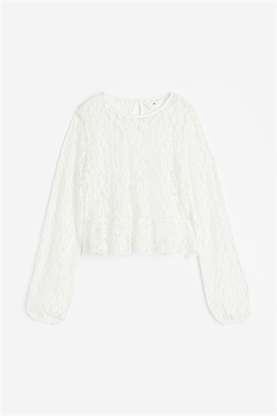 Кружевная блузка с баской артикул 1199859001