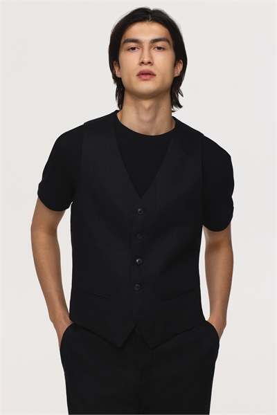 Льняная костюмная жилетка Slim Fit артикул 1259207003