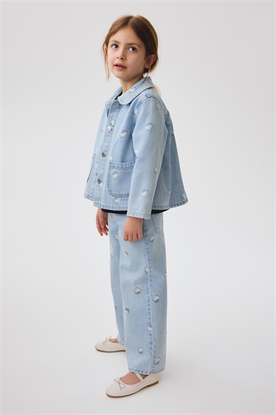 Джинсы с принтом и широкими штанинами артикул 1296171009