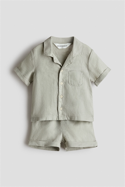 Комплект льняной, рубашка и шорты артикул 1318876003