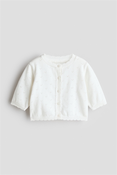 Хлопковый кардиган с ажурной вязкой артикул 1321366002