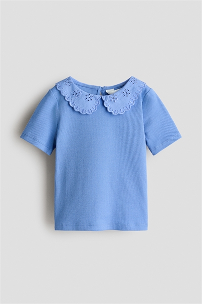 Топ с воротником и ребристой отделкой артикул 1329249002