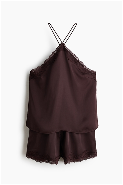 Пижама из атласа с кружевной отделкой артикул 1335144001