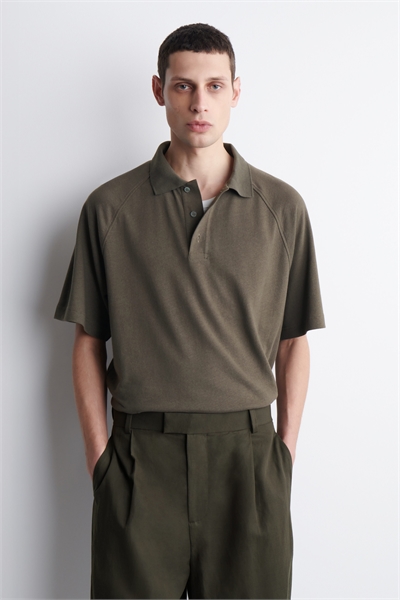 Расслабленная хлопково-льняная рубашка-поло артикул 1319215002