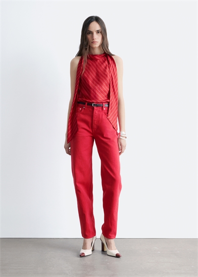 Джинсы с высокой талией и прямыми брючинами артикул 1335857002