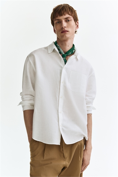 Рубашка из смешанного льна свободного кроя артикул 1307417001