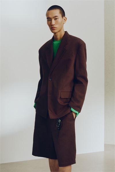 Свободный крой Однобортный льняной пиджак артикул 1321677001