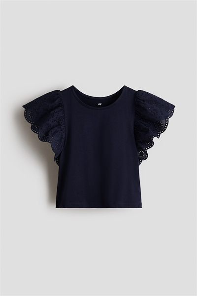 Топ с рукавами-крылышками и английской вышивкой артикул 1332953001