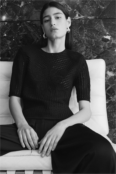 Топ с эффектом вязания крючком артикул 1335128001