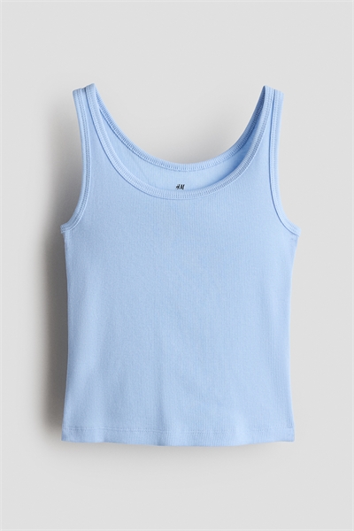 Хлопковый топ с ребристой отделкой артикул 1336456006