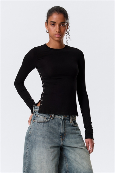 Узкий топ с длинными рукавами и кнопками артикул 1337888001