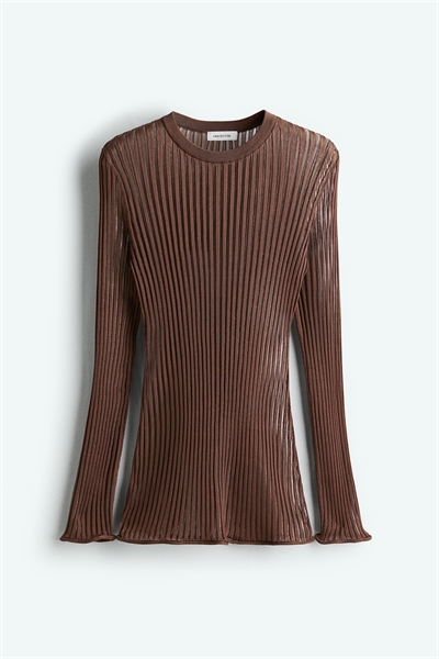 Топ из тонкого трикотажа в рубчик артикул 1282716001