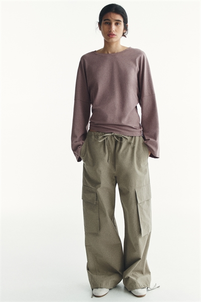 Хлопковый топ с длинными рукавами артикул 1307772006