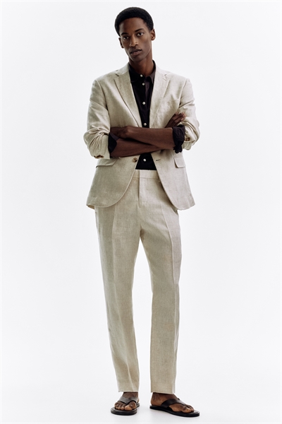 Льняные костюмные брюки Slim Fit артикул 1219297001