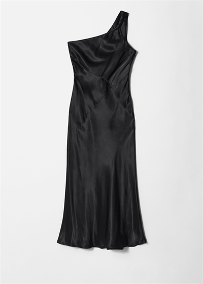 Атласное платье-миди на одно плечо артикул 1285230002