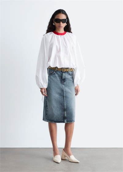 Джинсовая юбка средней длины артикул 1324547002