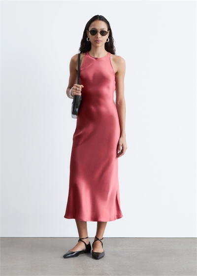 Атласное платье миди без рукавов артикул 1257049022