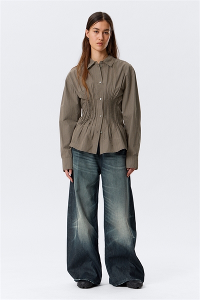 Рубашка из хлопкового поплина с заниженной талией артикул 1296922005