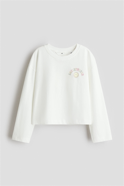 Хлопковый лонгслив с принтом артикул 1307616001