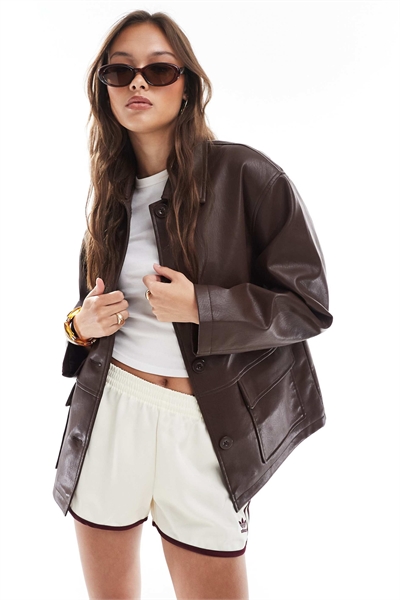 Куртка Харрингтон под кожу артикул 142042974