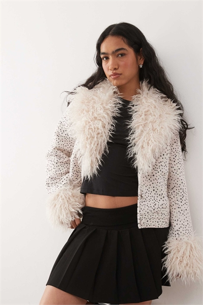 Куртка из искусственного меха и шерсти артикул 153887345