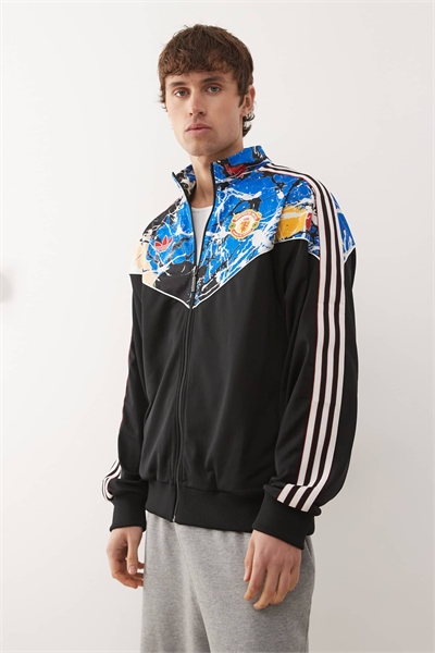Куртка Adidas Football Manchester United x Stone Roses с полной застежкой-молнией и черным принтом артикул 150040382
