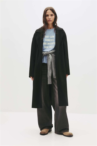 Длинное пальто с поясом артикул 151278951