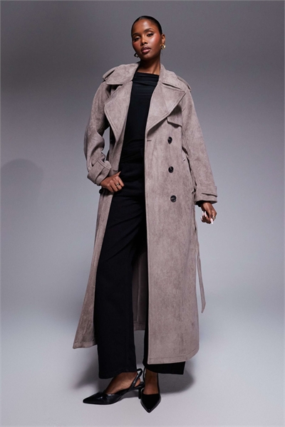 Тренч из искусственной кожи с двойной застежкой артикул 154689660