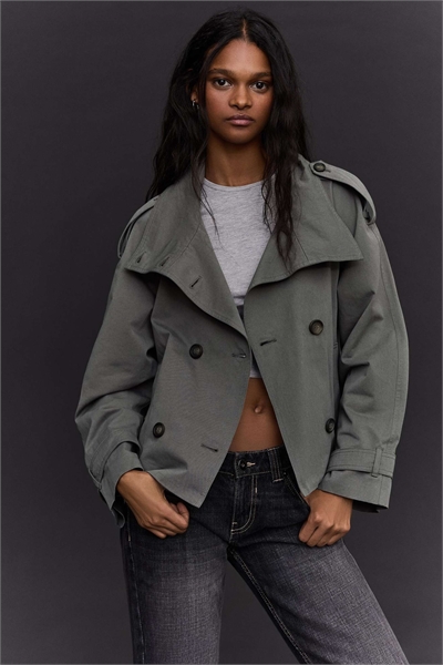 Тренч с воротником-воронкой артикул 155444262