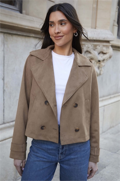 Укороченный тренч из искусственной кожи артикул 152718910