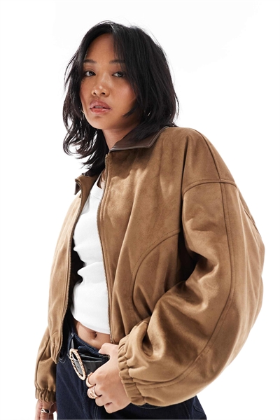 ASOS DESIGN Petite бомбер из искусственной замши цвета мокко артикул 142512720