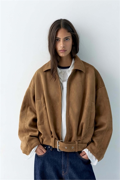 Куртка-бомбер из искусственной замши артикул 155714886