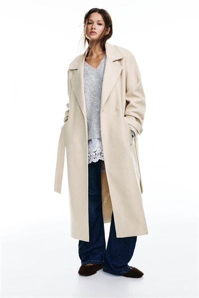 Пальто из ворсистой ткани с ремнем артикул 154888438