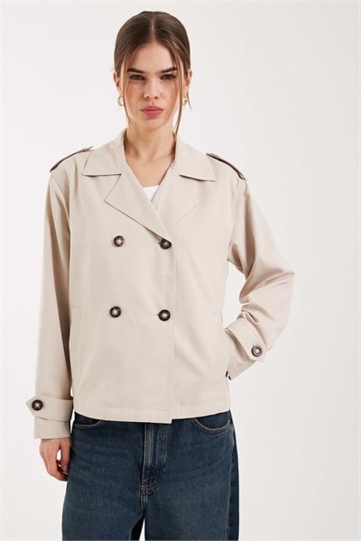 Короткий тренч бежевого цвета артикул 152906685