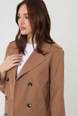 Укороченный тренч с двойной застежкой артикул 155550448