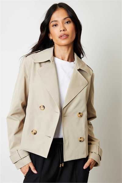 Укороченный тренч с двойной застежкой артикул 152719618