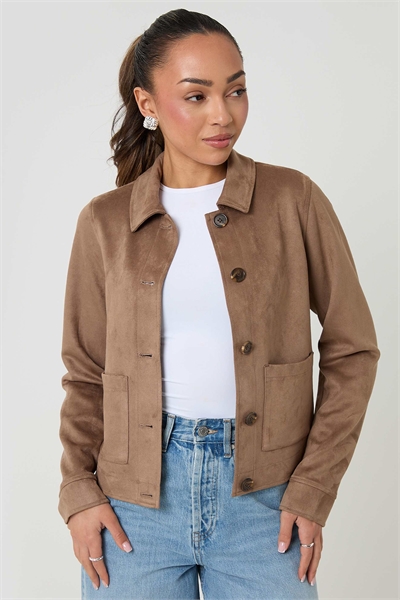 Короткая куртка-шакет из искусственной кожи на пуговицах артикул 155688954