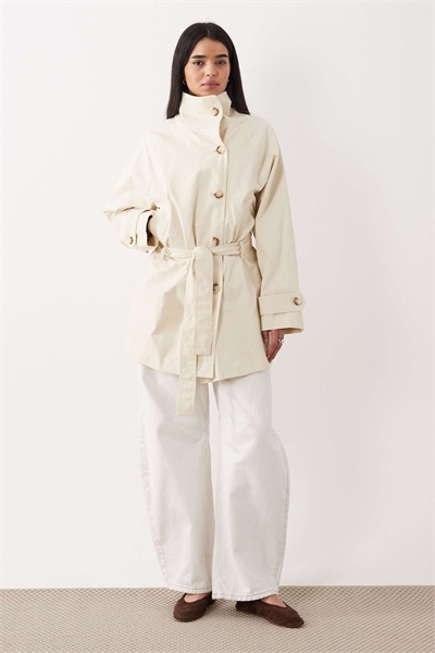 Тренч с воротником-воронкой из ткани с высоким содержанием хлопка артикул 155144912